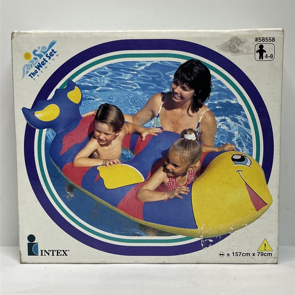 Vintage INTEX Inflatable RIDE ON IT RARE TROPICAL FISH Kids Float 62x31 Inches